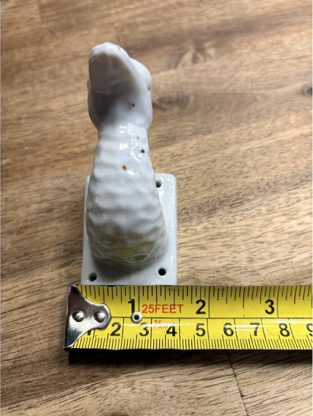 Vtg White Ceramic Duck Goose Head  Towel Apron Hook Farm Kitchen Wall Set Of 2